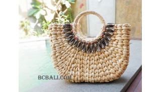 handbags sea grass natural with beads medium